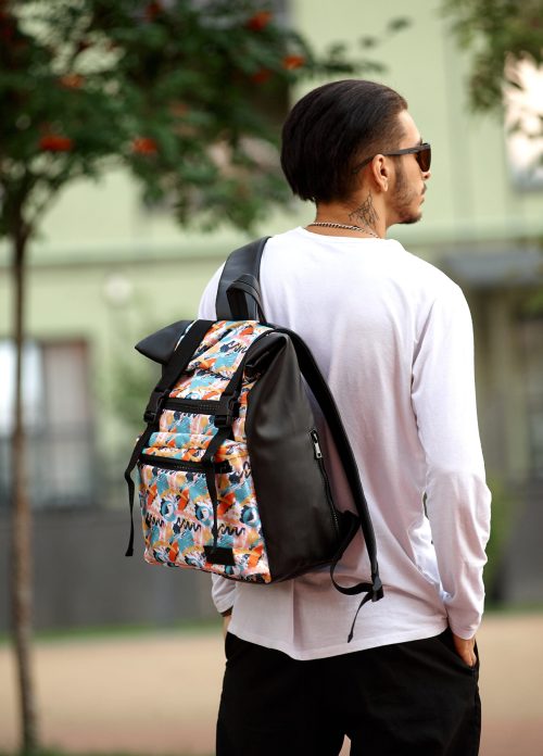 Рюкзак чоловічий Sambag RollTop Zard чорний з принтом