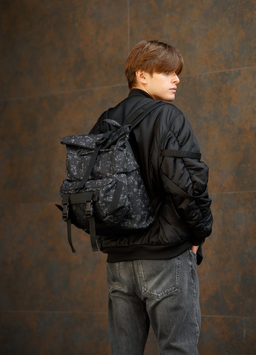 Рюкзак чоловічий роллтоп Sambag RollTop Double чорний принт