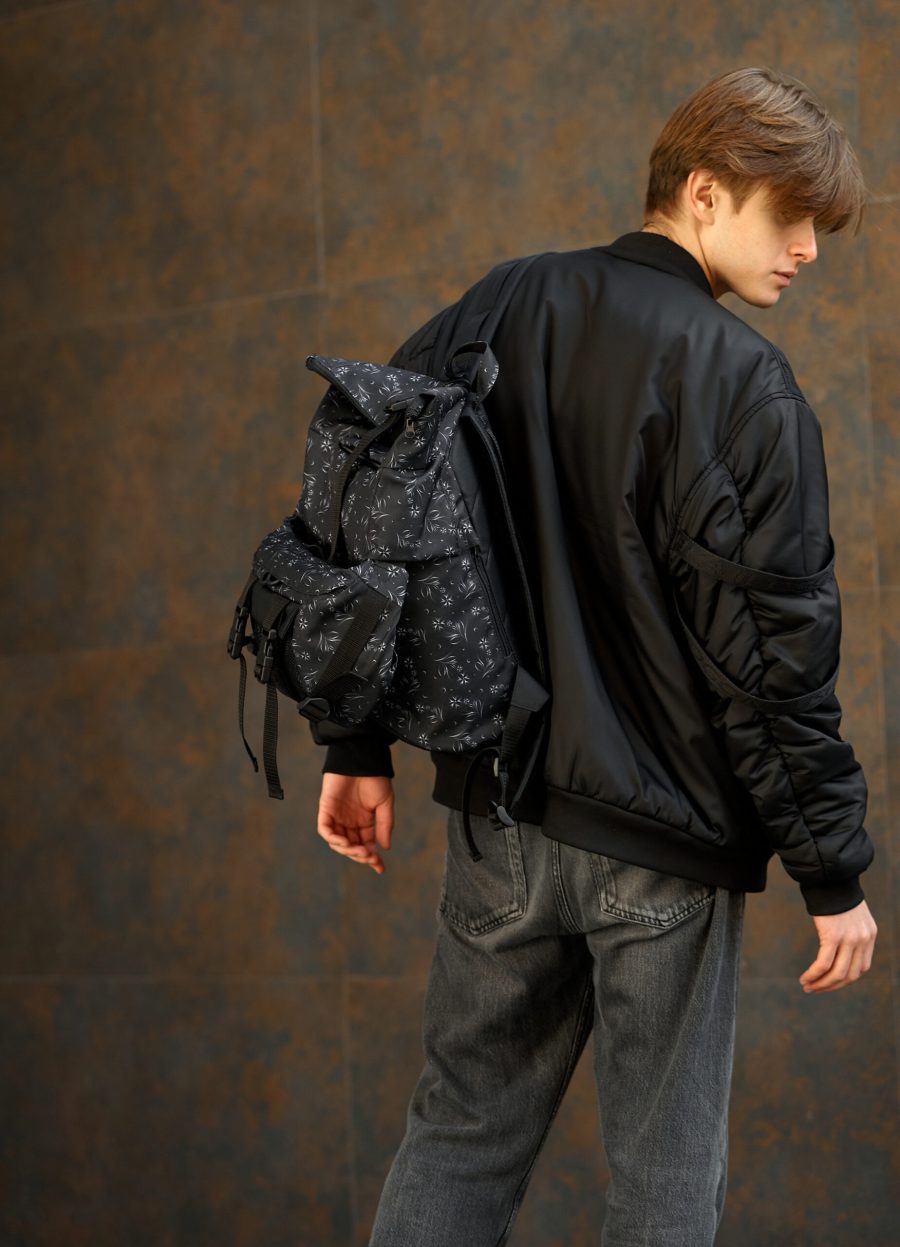 Рюкзак чоловічий роллтоп Sambag RollTop Double чорний принт