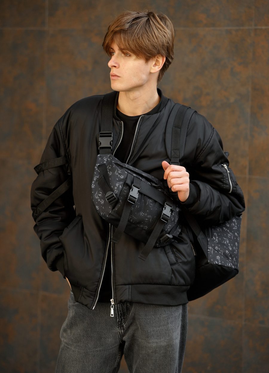 Рюкзак чоловічий роллтоп Sambag RollTop Double чорний принт