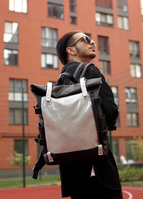 Рюкзак чоловічий Sambag RollTop Hacking чорний із сірим