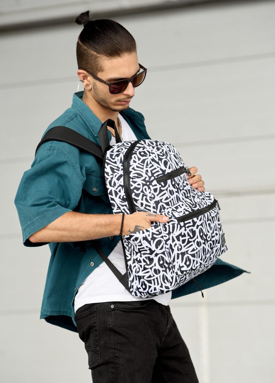 Рюкзак чоловічий Sambag Zard LKT принт білий з чорним