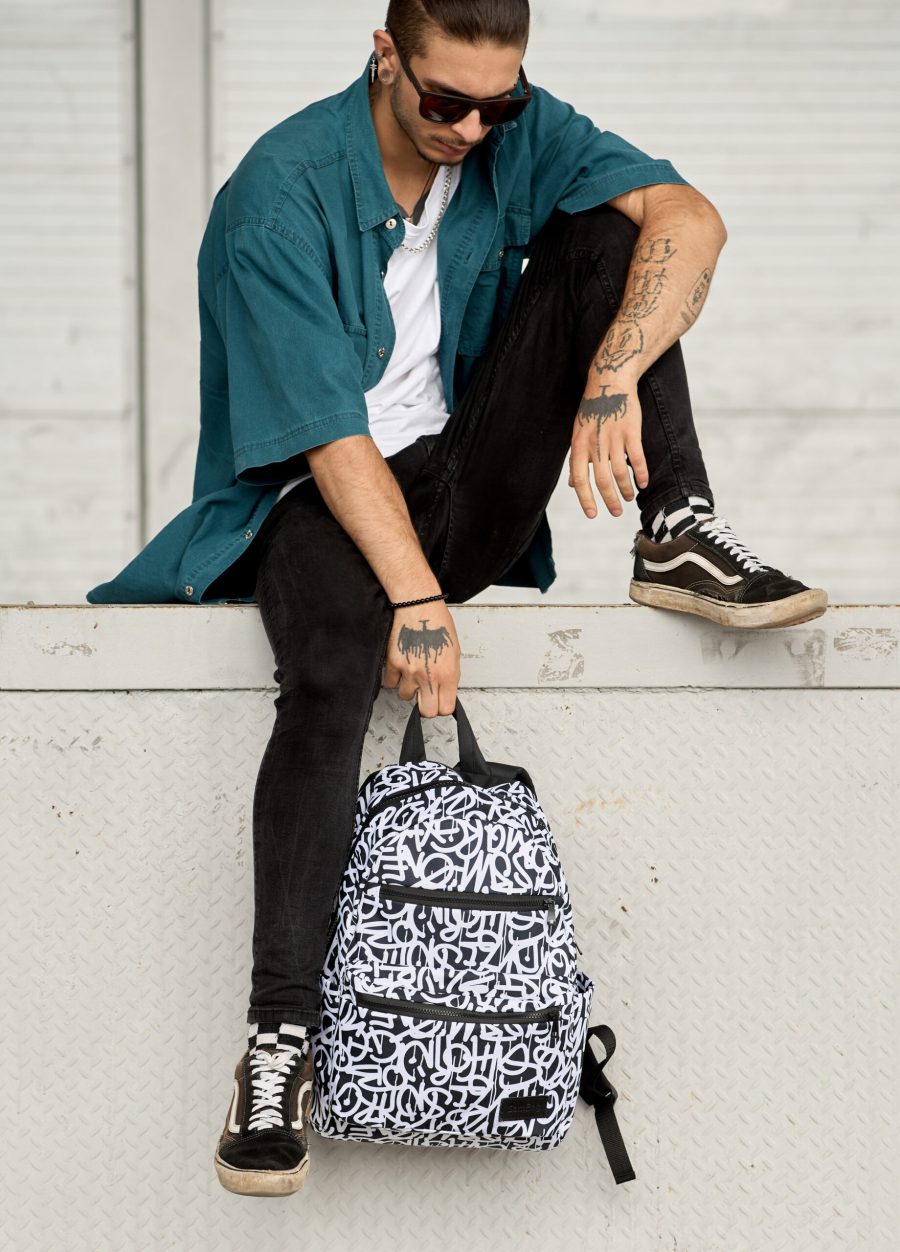 Рюкзак чоловічий Sambag Zard LKT принт білий з чорним