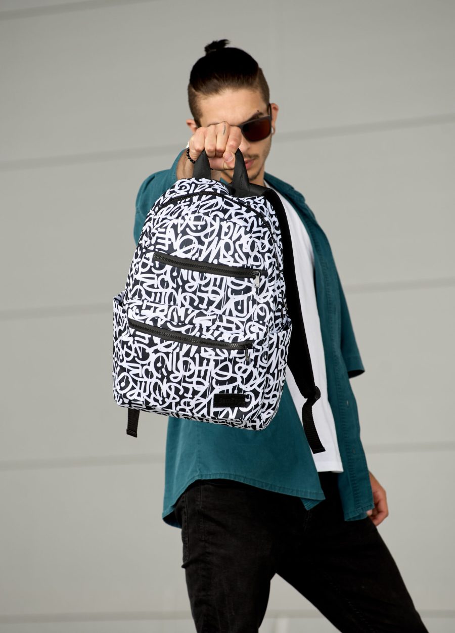 Рюкзак чоловічий Sambag Zard LKT принт білий з чорним