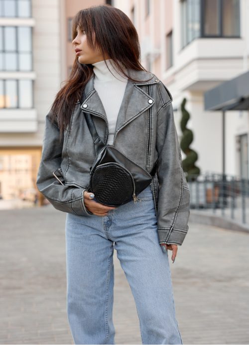 Сумка крос-боді жіноча Sambag Sofi крокодил чорна